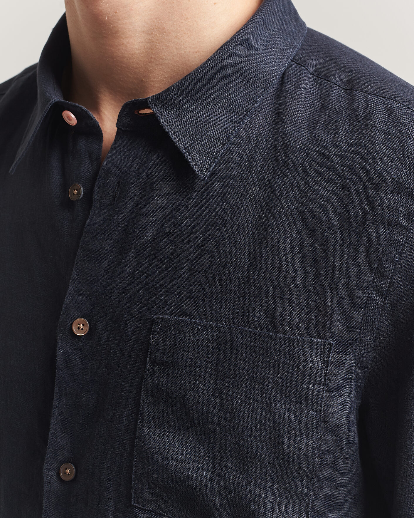 Mies | Kauluspaidat | PS Paul Smith | Tailored Fit Linen Shirt Navy