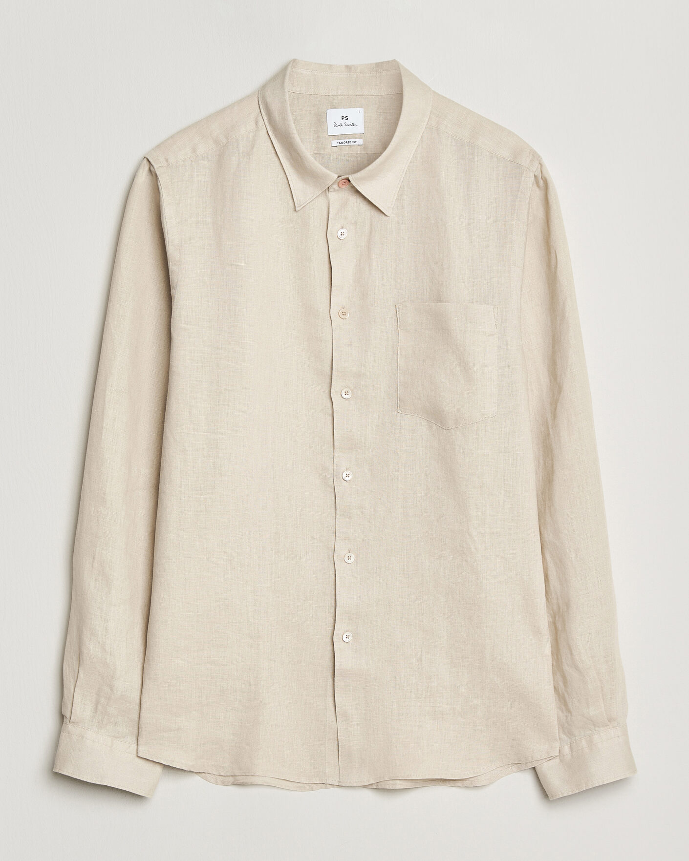 Mies | Kauluspaidat | PS Paul Smith | Tailored Fit Linen Shirt Beige