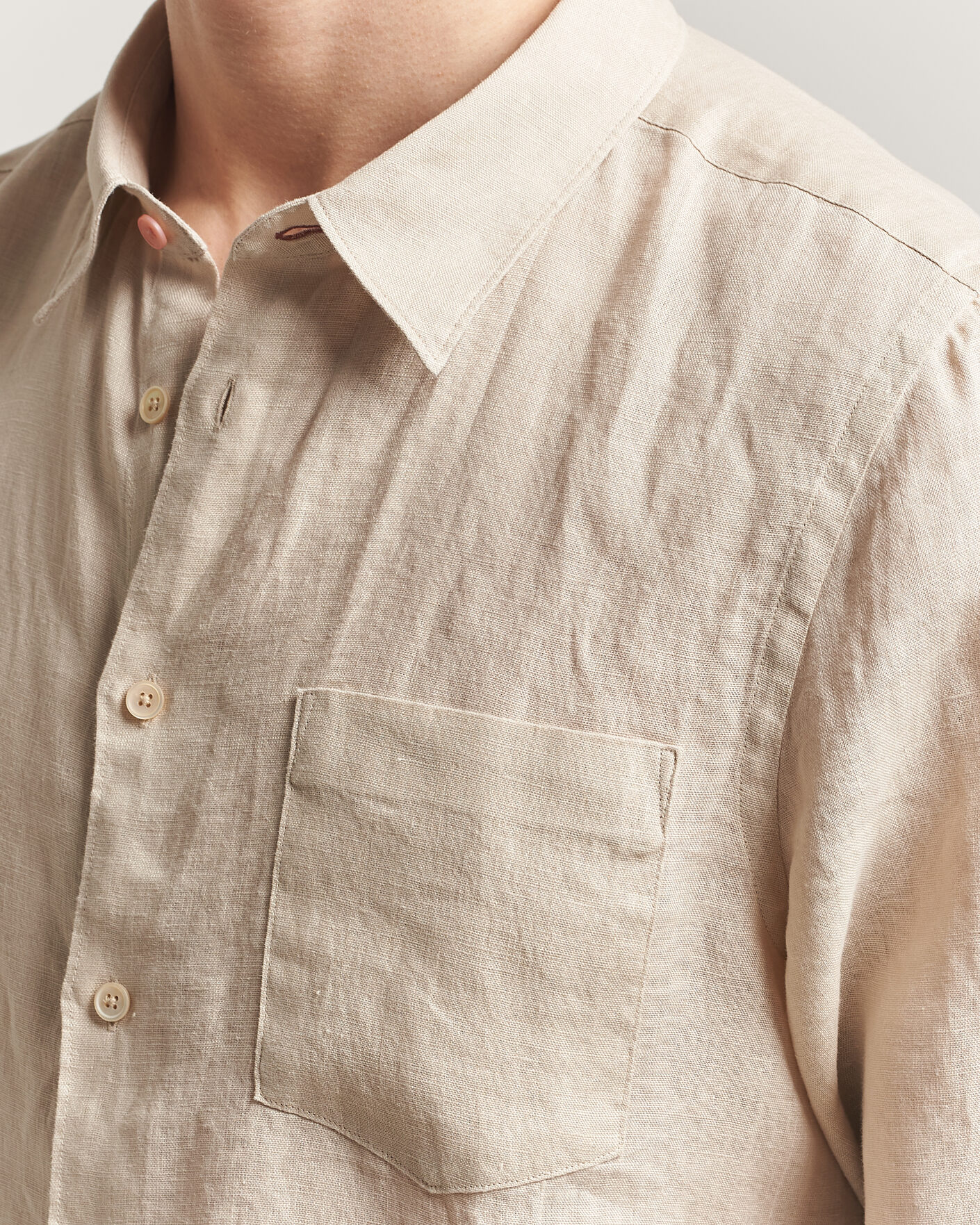 Mies | Kauluspaidat | PS Paul Smith | Tailored Fit Linen Shirt Beige