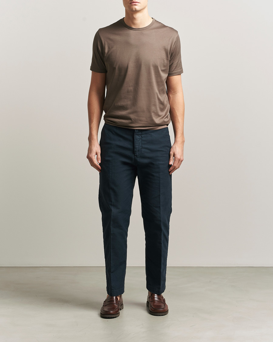 Mies | T-paidat | Sunspel | Crew Neck Q82 Cotton T-Shirt Dark Cedar