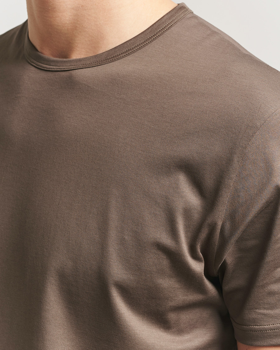 Mies | T-paidat | Sunspel | Crew Neck Q82 Cotton T-Shirt Dark Cedar