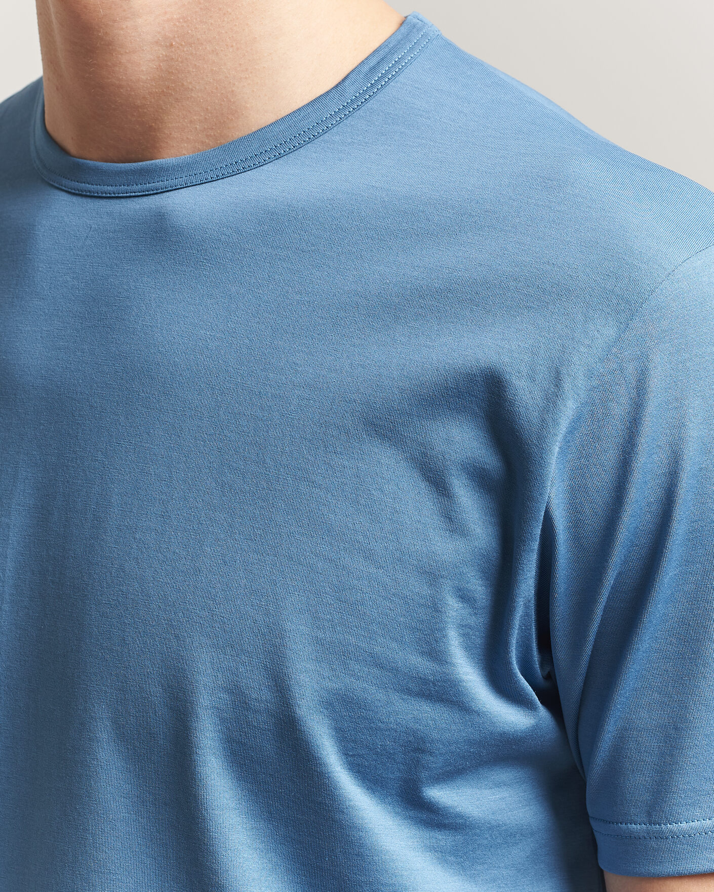 Mies | T-paidat | Sunspel | Crew Neck Q82 Cotton T-Shirt Air Force Blue