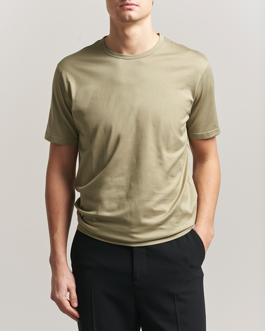 Mies | T-paidat | Sunspel | Crew Neck Q82 Cotton T-Shirt Pistachio