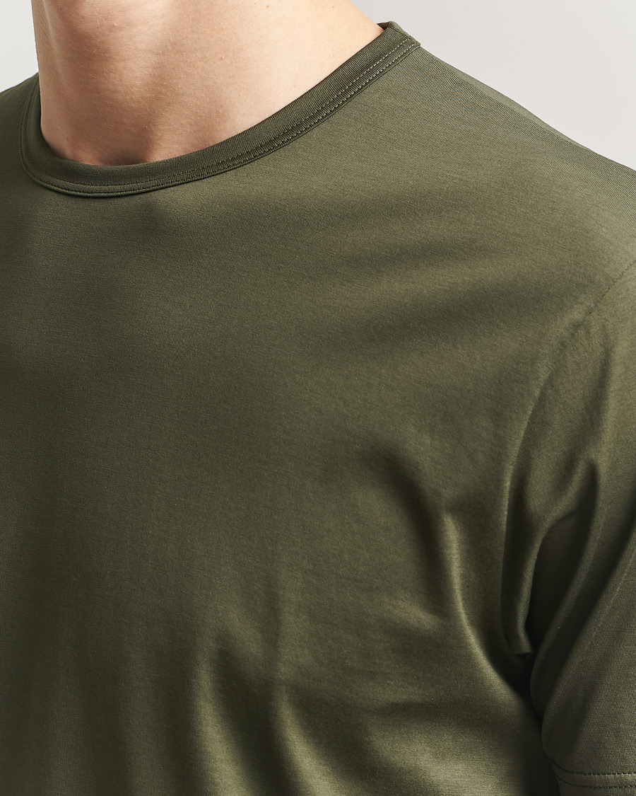 Mies | T-paidat | Sunspel | Crew Neck Q82 Cotton T-Shirt Deep Olive