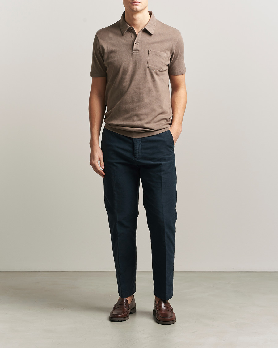 Mies | Pikeet | Sunspel | Riviera Polo Shirt Dark Cedar