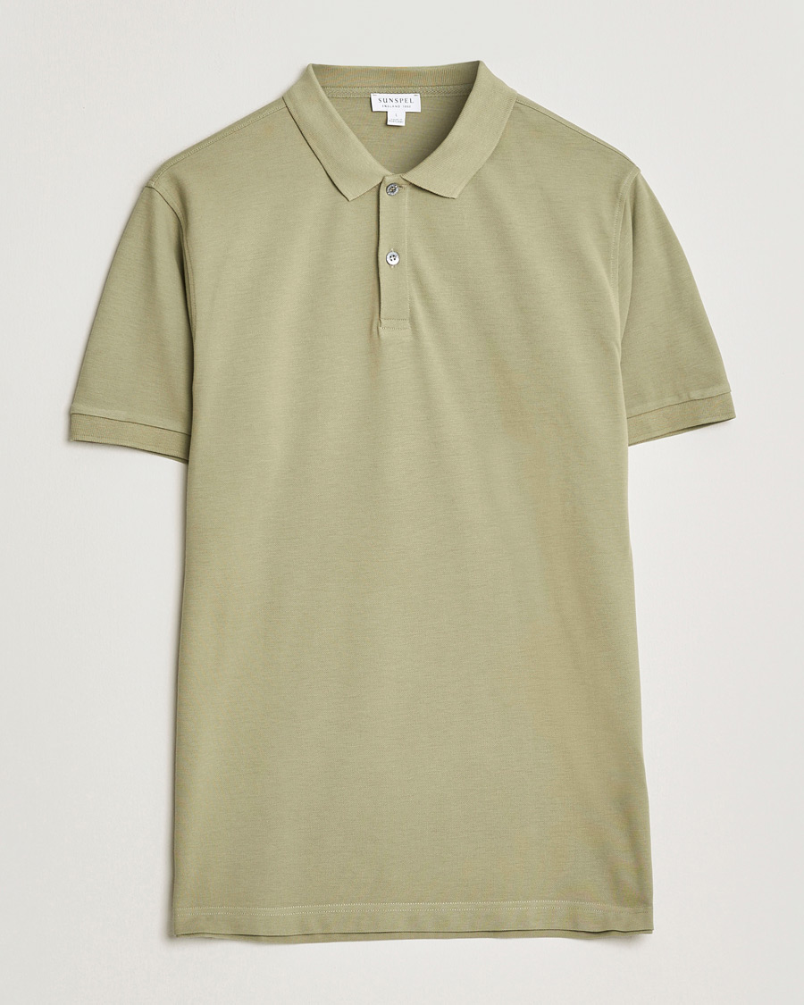 Mies | Pikeet | Sunspel | Supima Cotton Short Sleeve Pique Polo Pistachio