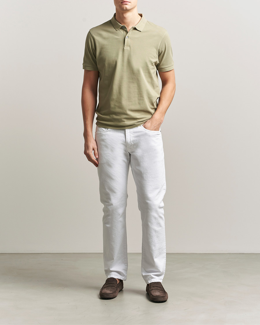Mies | Pikeet | Sunspel | Supima Cotton Short Sleeve Pique Polo Pistachio