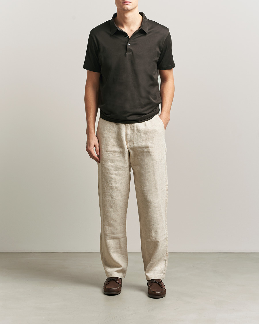 Mies | Pikeet | Sunspel | Cotton Jersey Polo Dark Chocolate