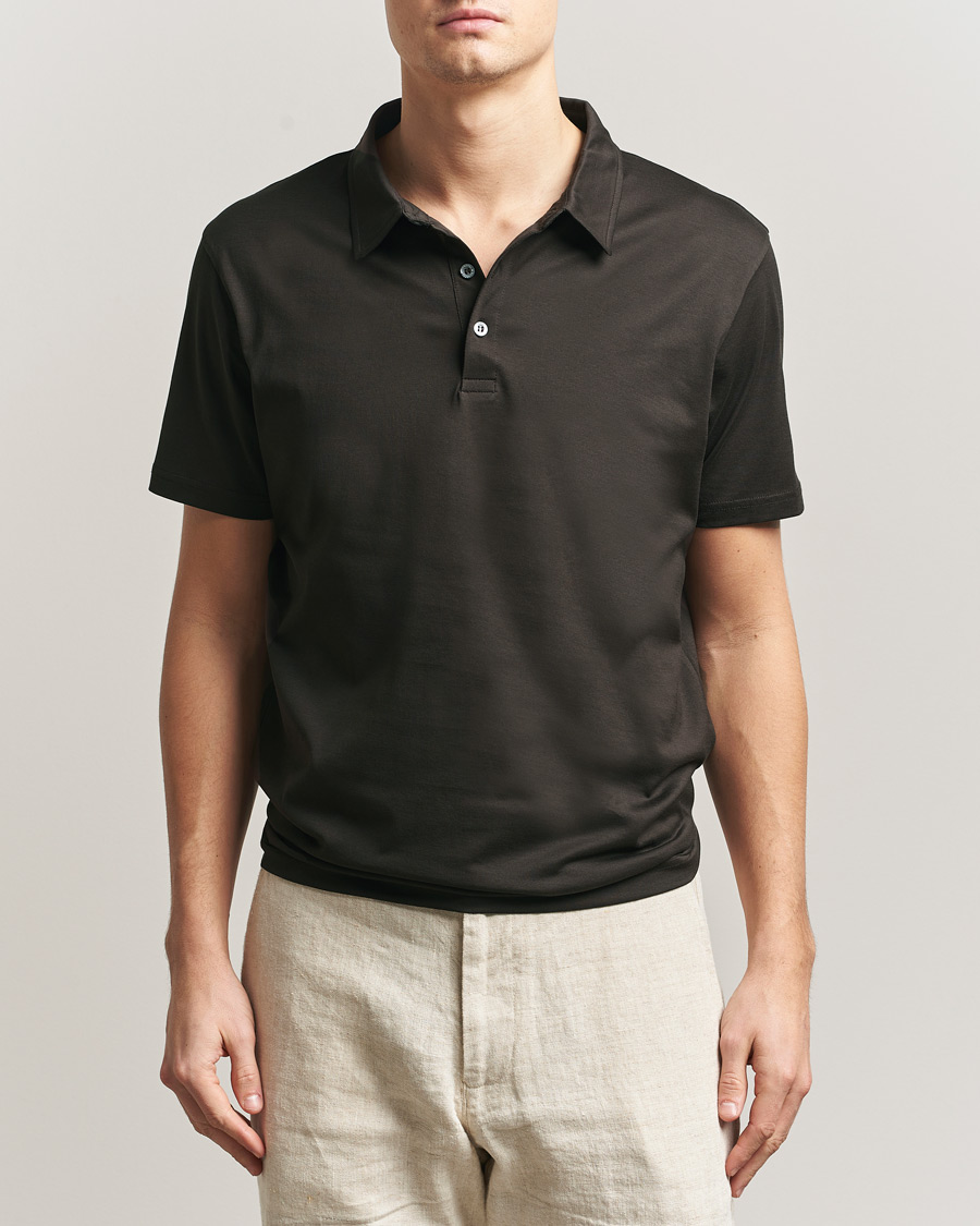 Mies | Pikeet | Sunspel | Cotton Jersey Polo Dark Chocolate