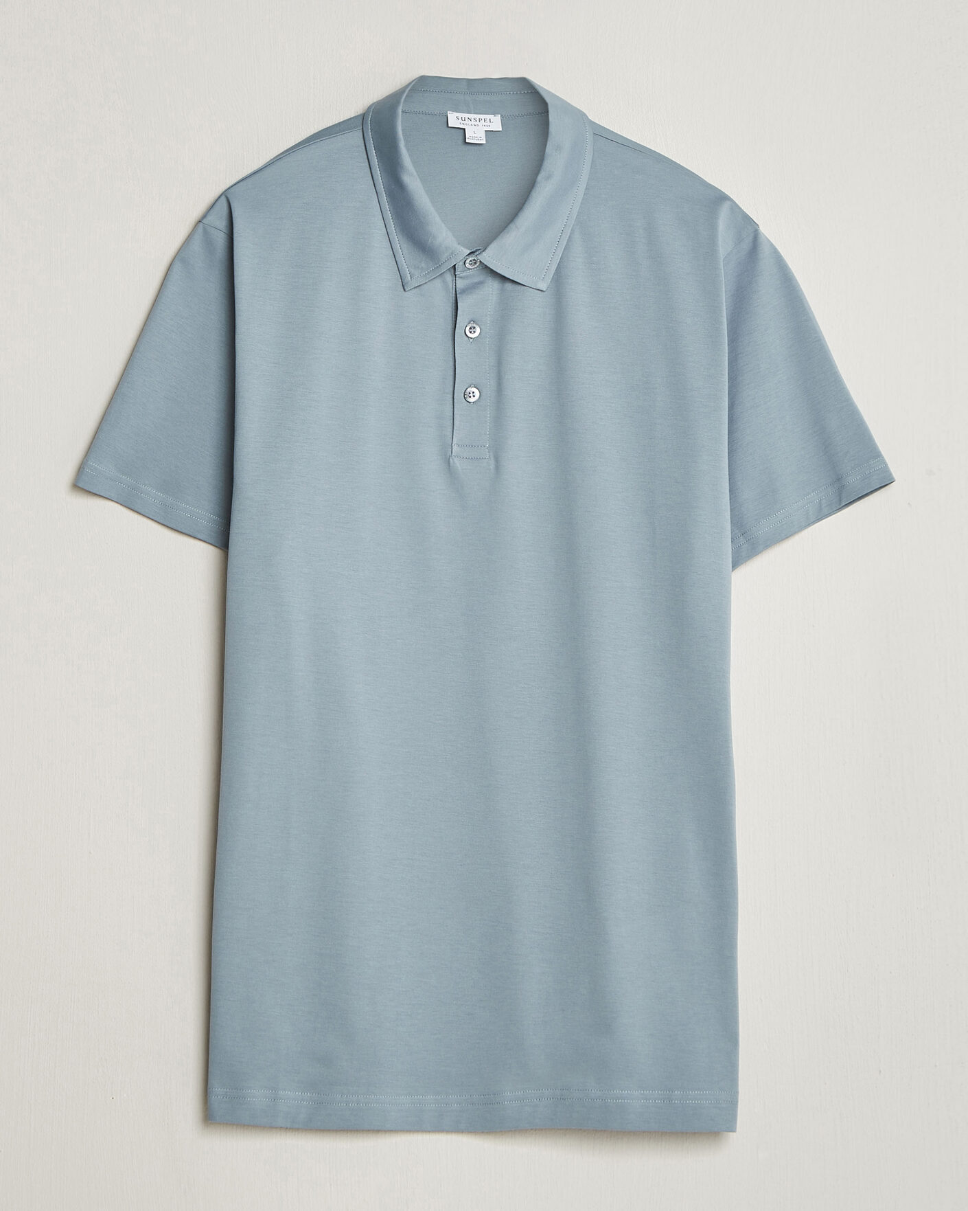 Mies | Pikeet | Sunspel | Cotton Jersey Polo Stone Blue