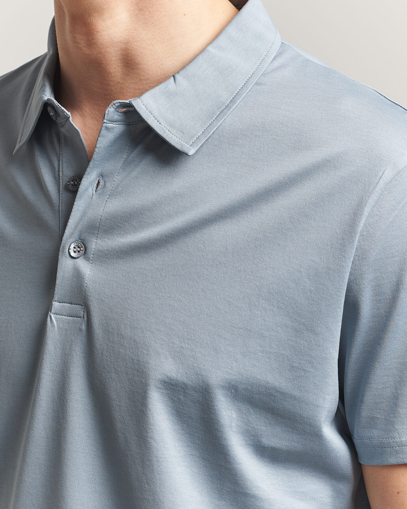 Mies | Pikeet | Sunspel | Cotton Jersey Polo Stone Blue