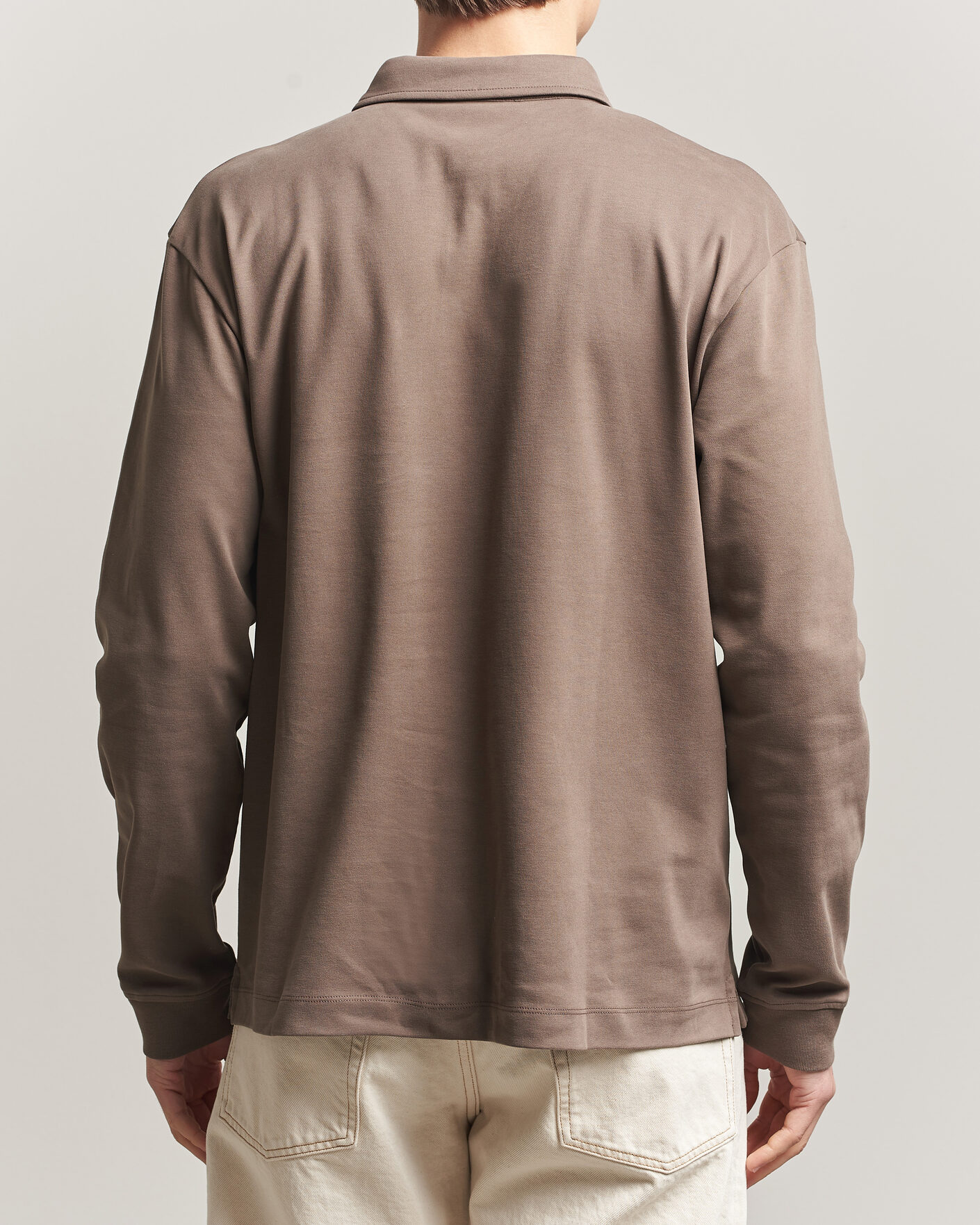 Mies | Pikeet | Sunspel | Heavy Weight Supima Cotton Long Sleeve Polo Dark Cedar