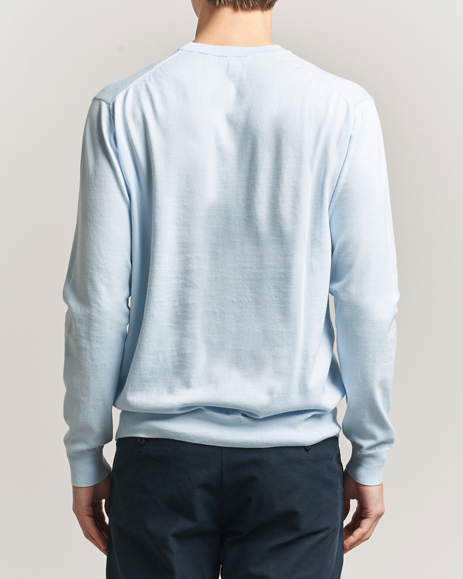 Mies | Puserot | Sunspel | Lightweight Knitted Cotton Crew Pastel Blue