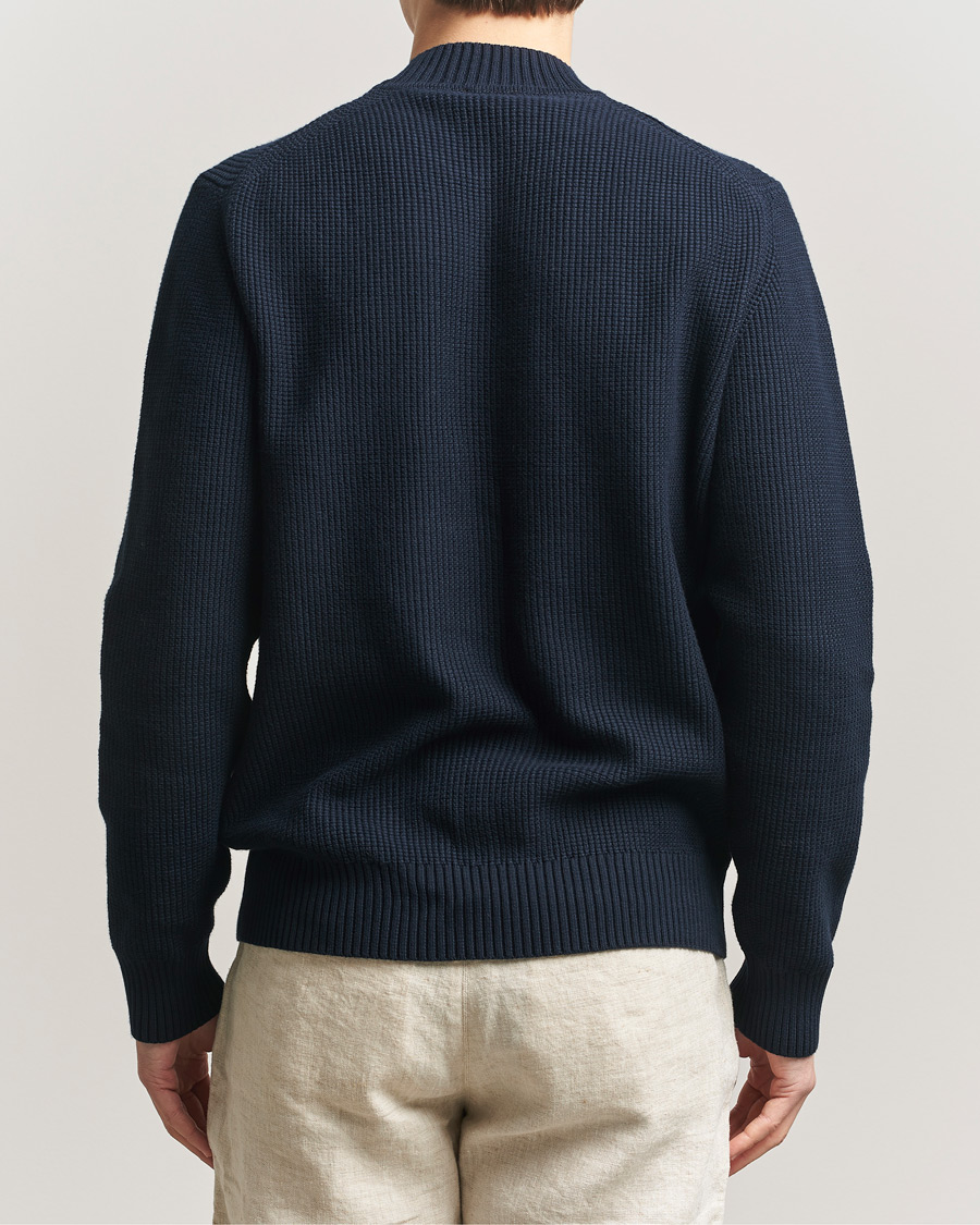 Mies | Puserot | Sunspel | Cotton Stitch Mock Neck Navy