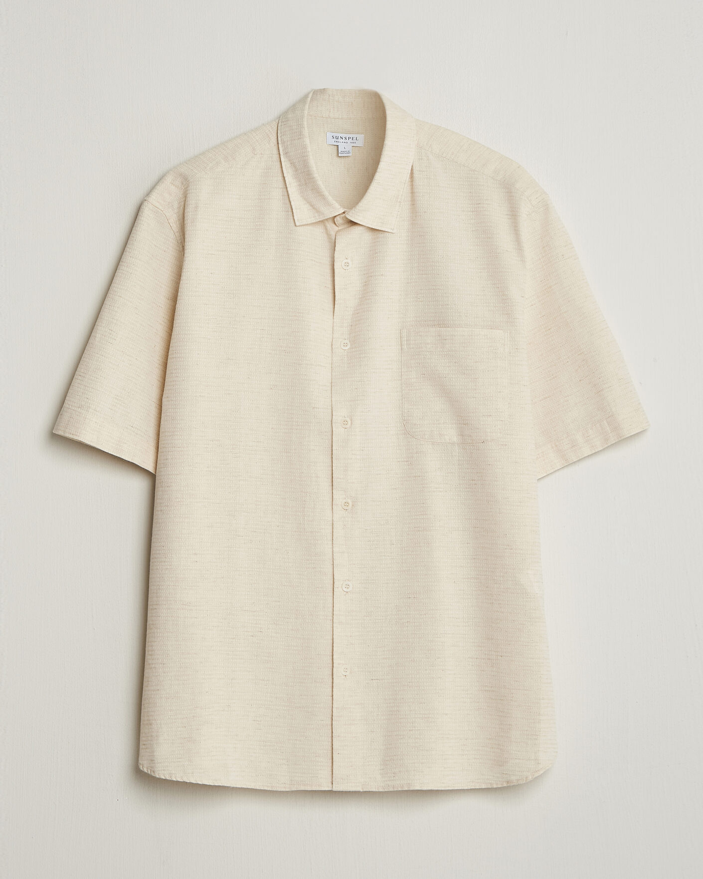 Mies | Kauluspaidat | Sunspel | Natural Texture Linen Shirt Ecru