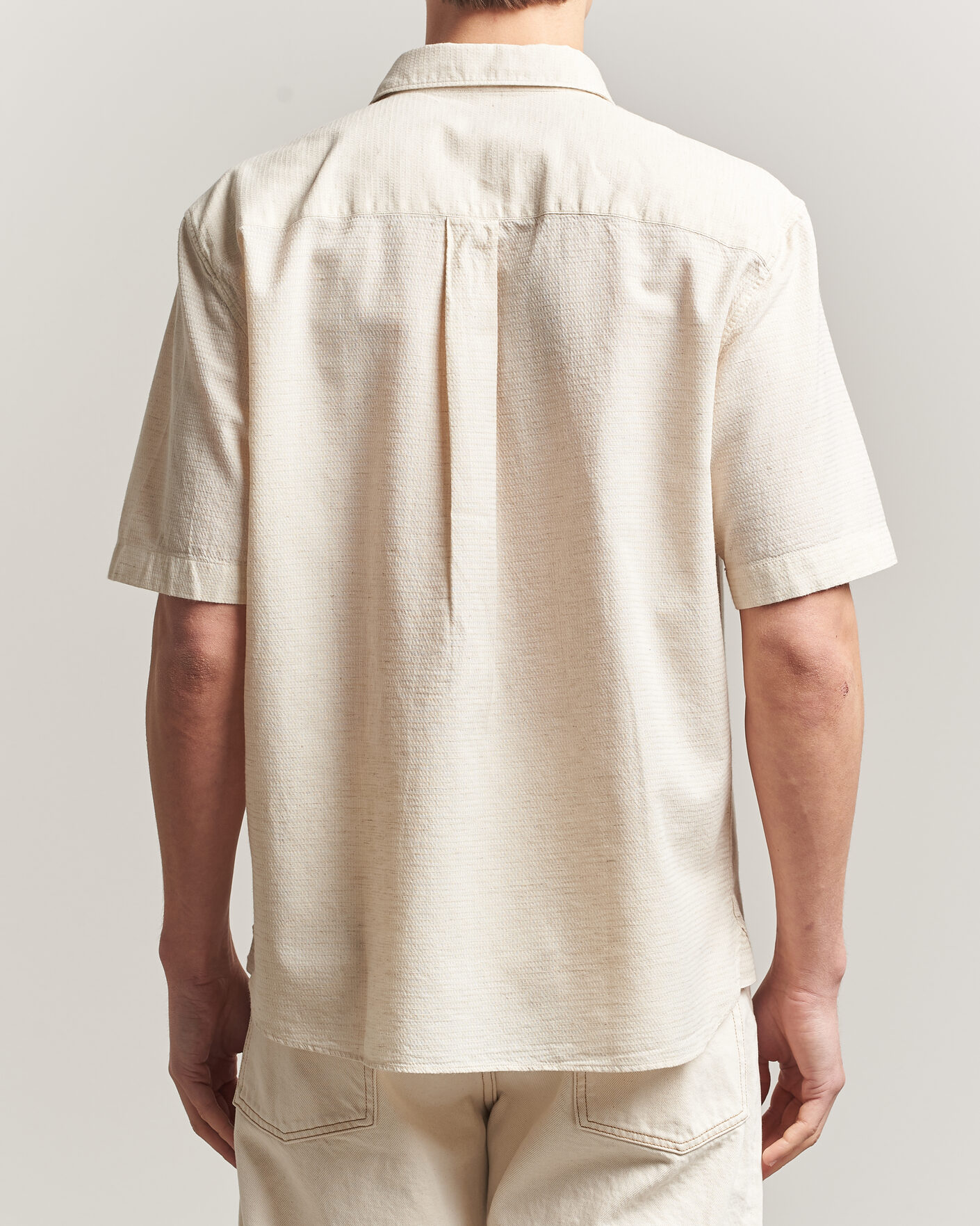 Mies | Kauluspaidat | Sunspel | Natural Texture Linen Shirt Ecru