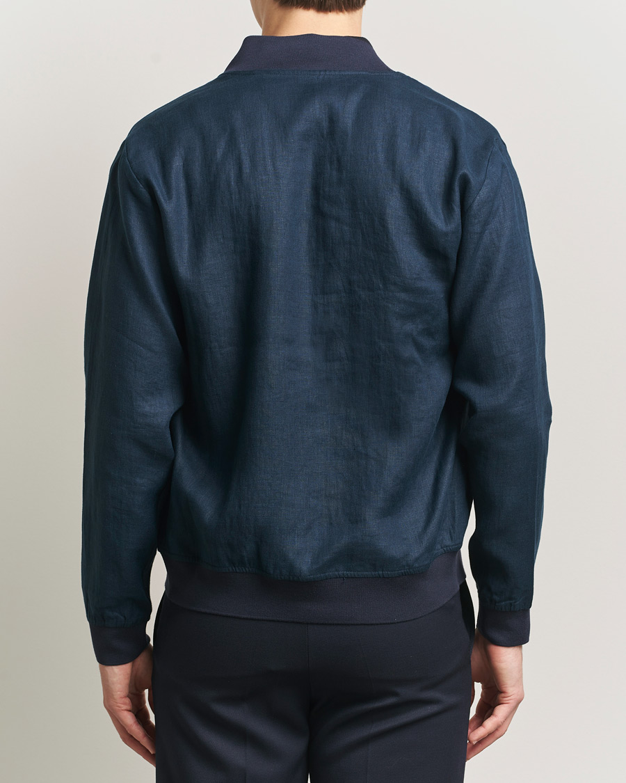 Mies | Takit | Kiton | Unlined Linen Bomber Jacket Navy
