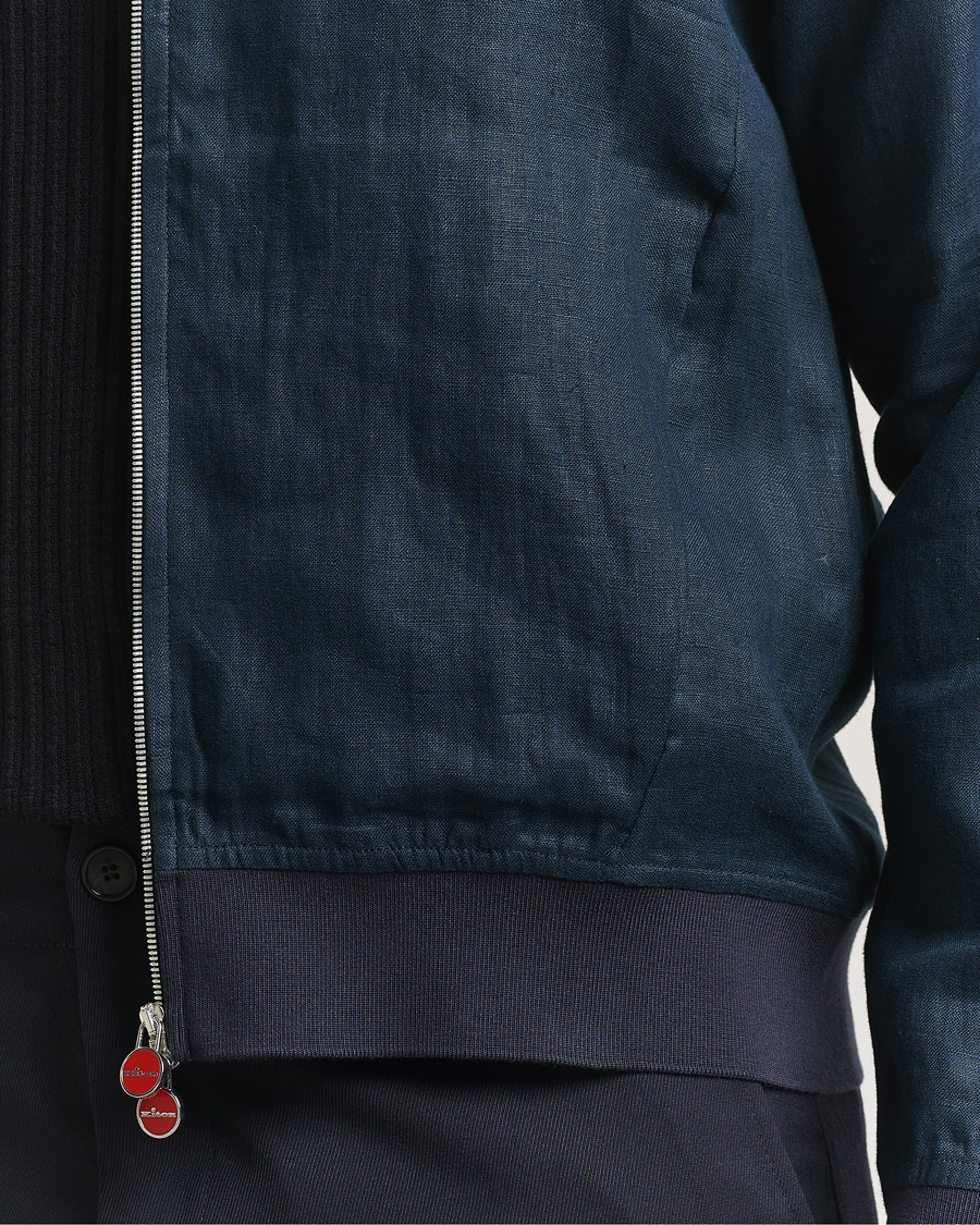 Mies | Takit | Kiton | Unlined Linen Bomber Jacket Navy