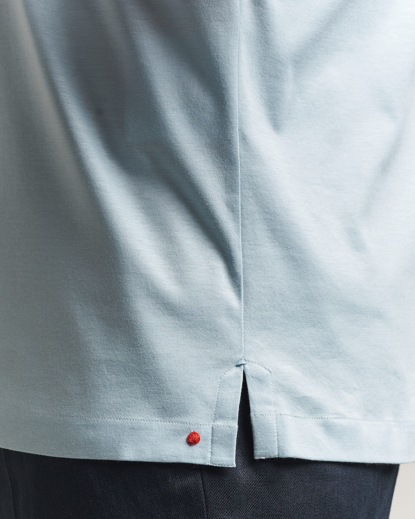 Mies | Pikeet | Kiton | Short Sleeve Jersey Polo Sky Blue
