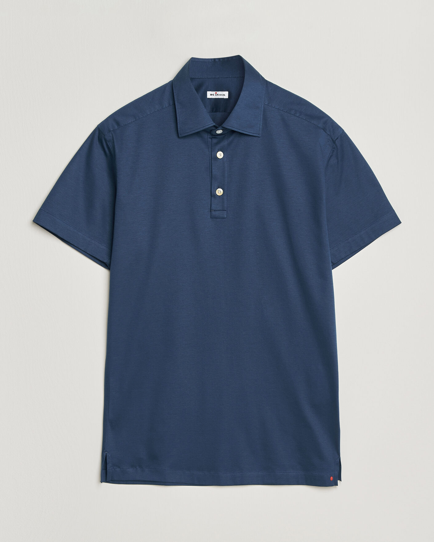 Mies | Pikeet | Kiton | Short Sleeve Jersey Polo Dark Blue