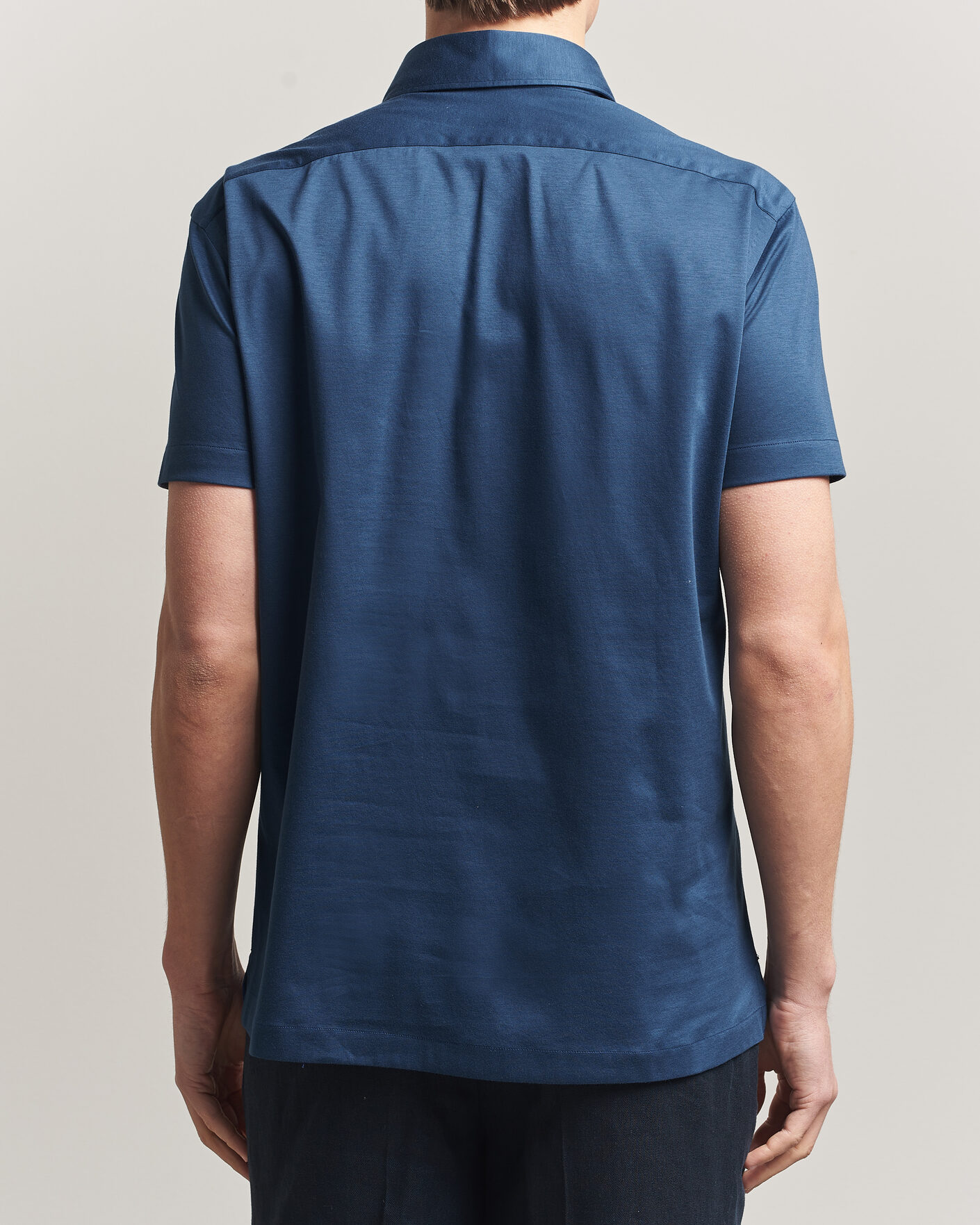Mies | Pikeet | Kiton | Short Sleeve Jersey Polo Dark Blue