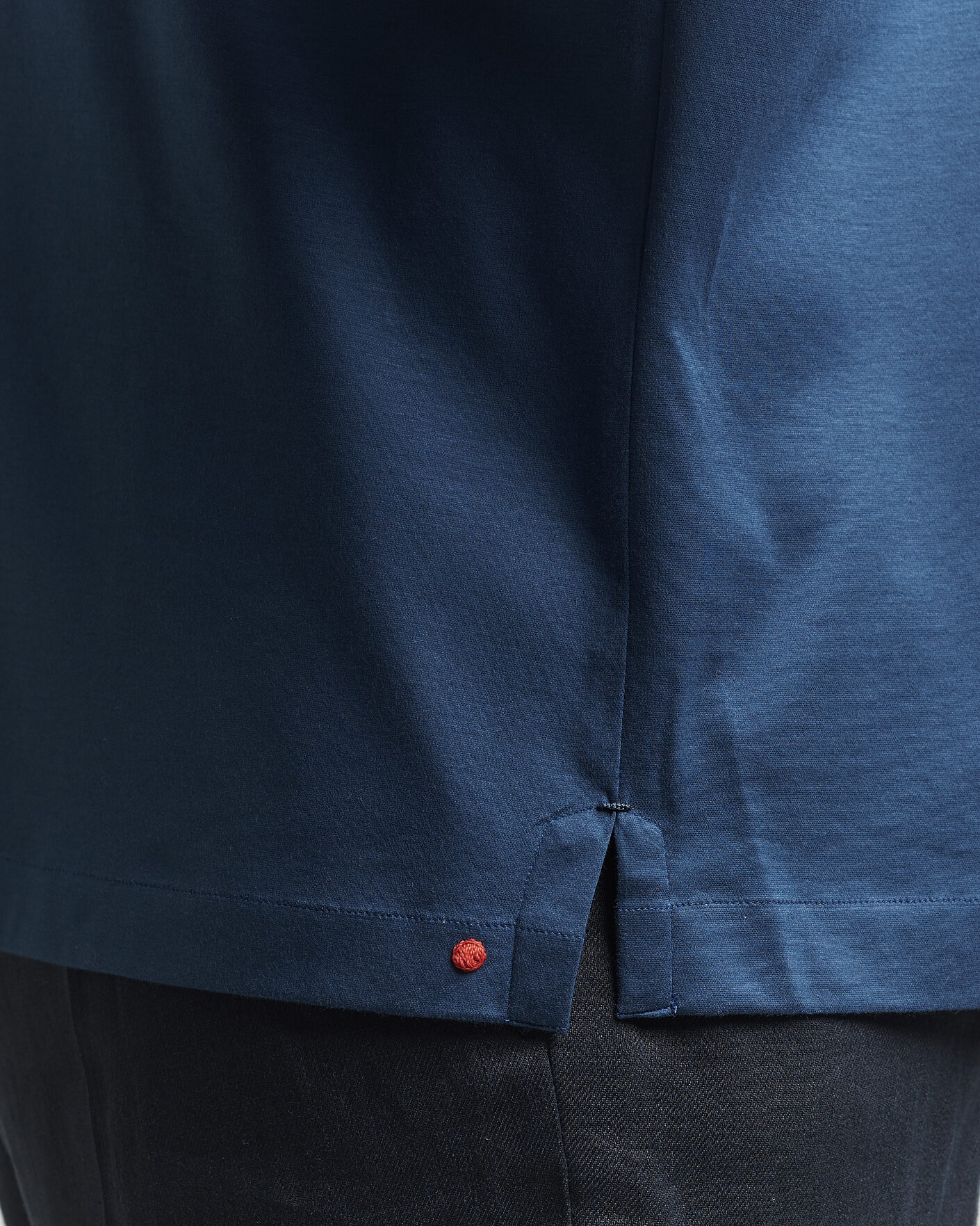 Mies | Pikeet | Kiton | Short Sleeve Jersey Polo Dark Blue