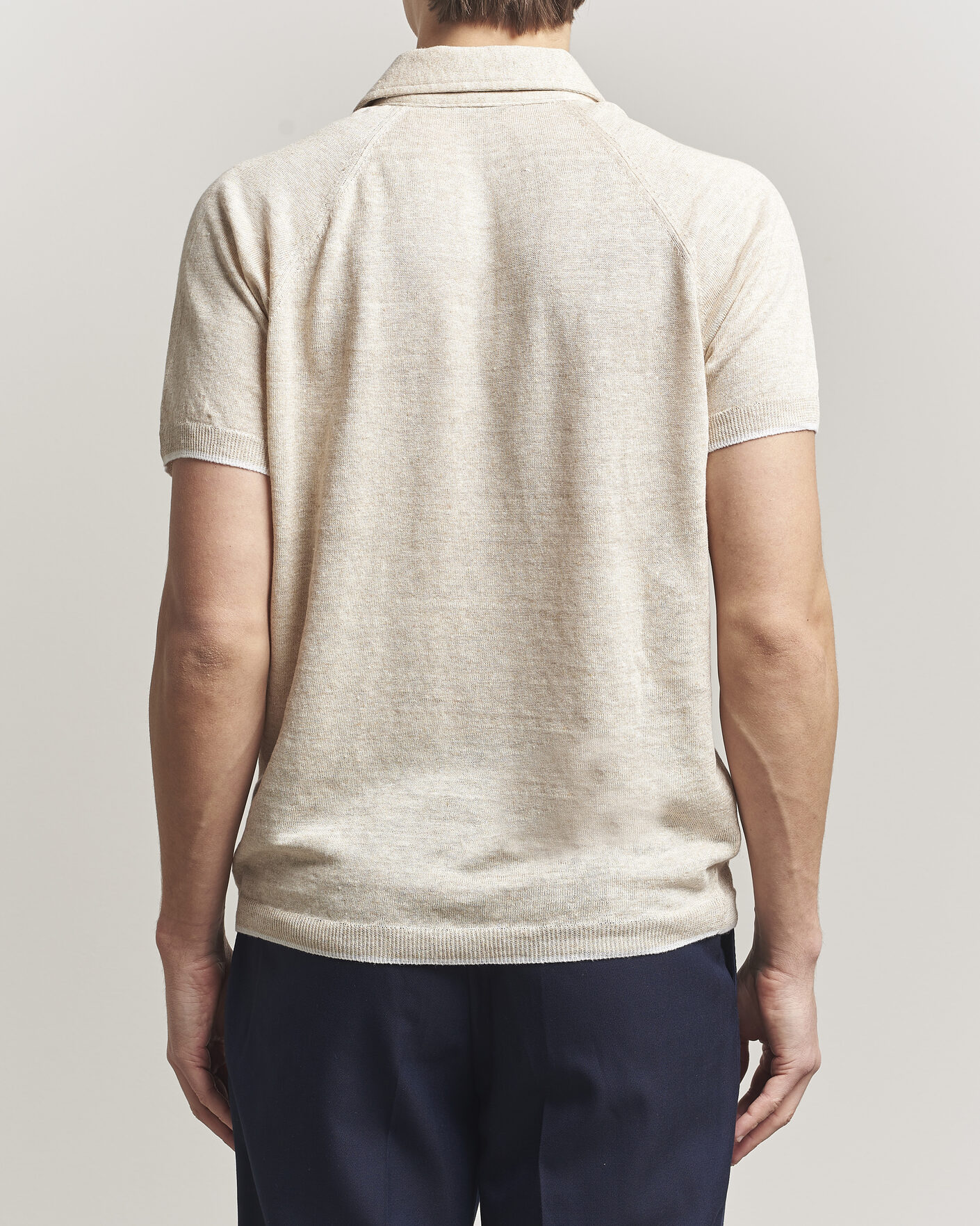 Mies | Pikeet | Kiton | Linen Raglan Polo Shirt Ecru