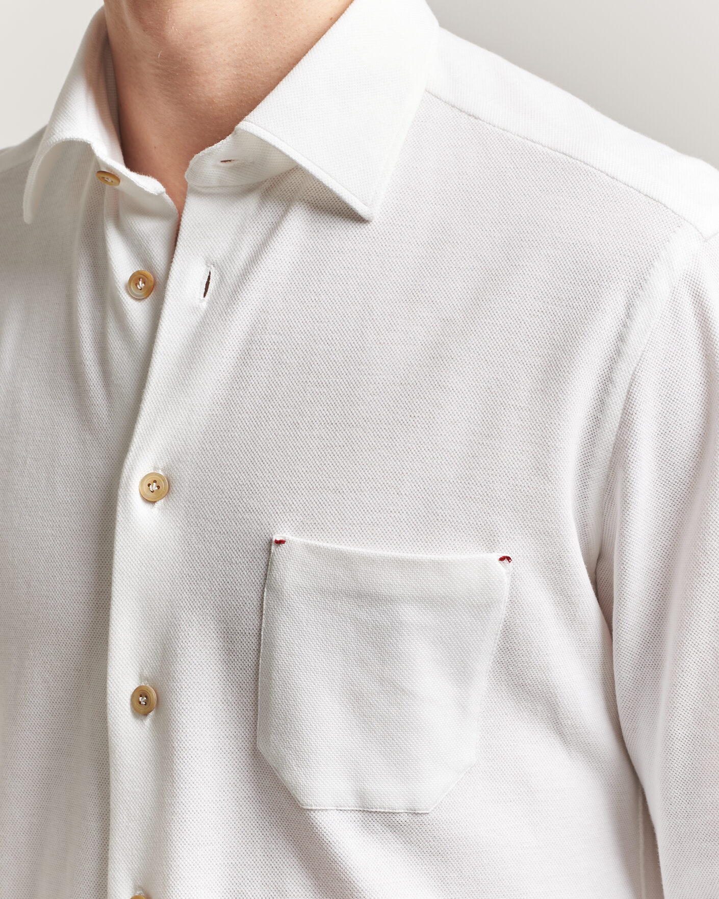 Mies | Kauluspaidat | Kiton | Jersey Piquet Shirt White