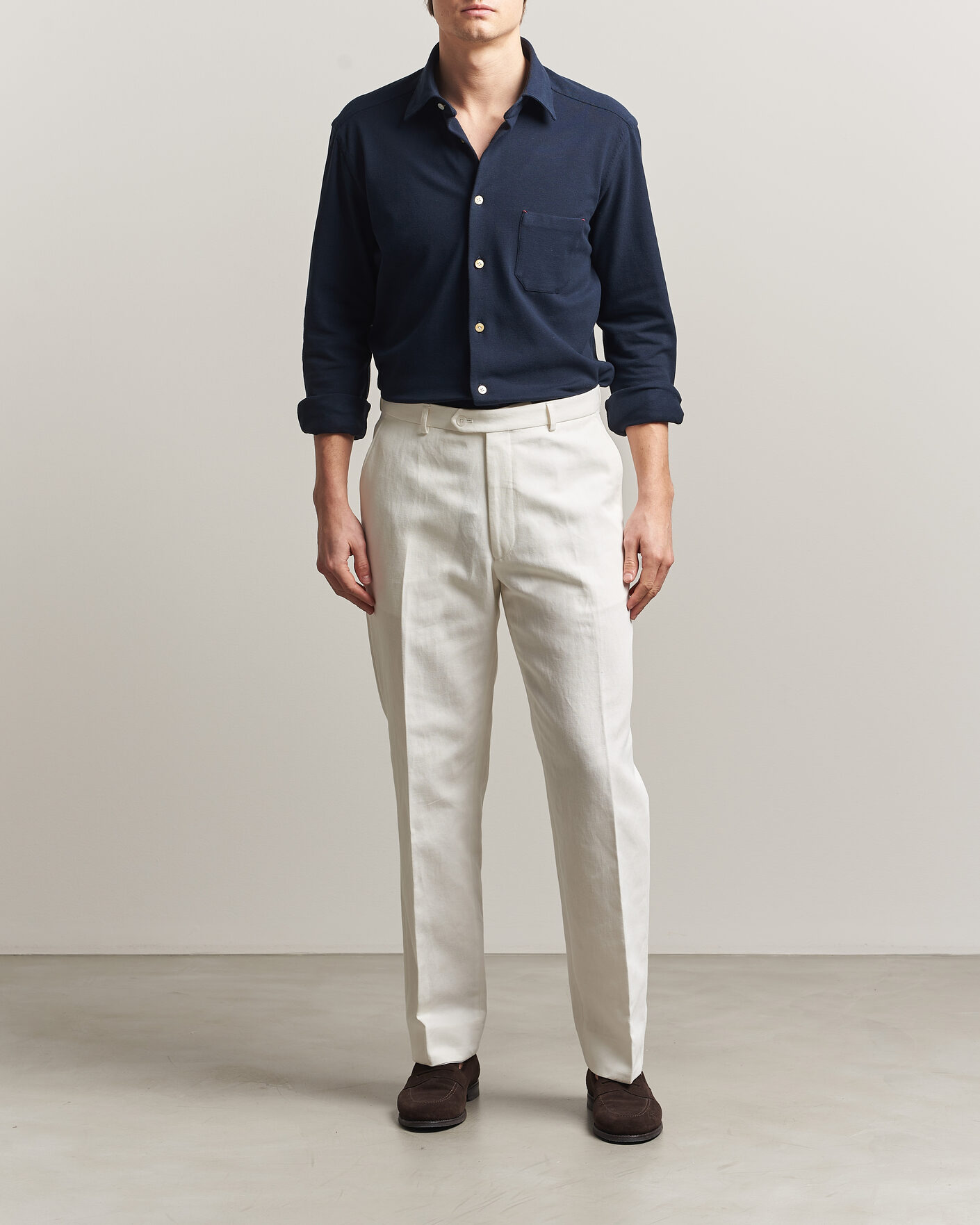 Mies | Kauluspaidat | Kiton | Jersey Piquet Shirt Navy