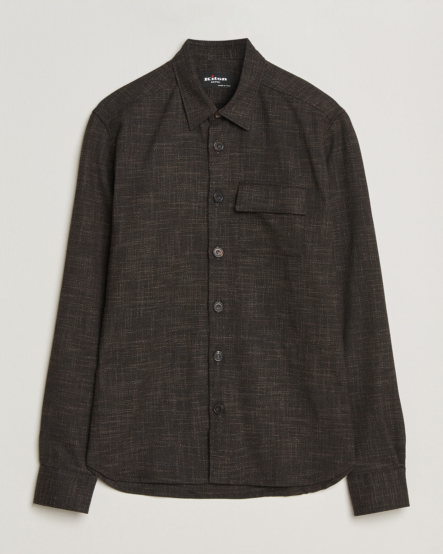Mies | Kauluspaidat | Kiton | Virgin Wool Overshirt Dark Brown