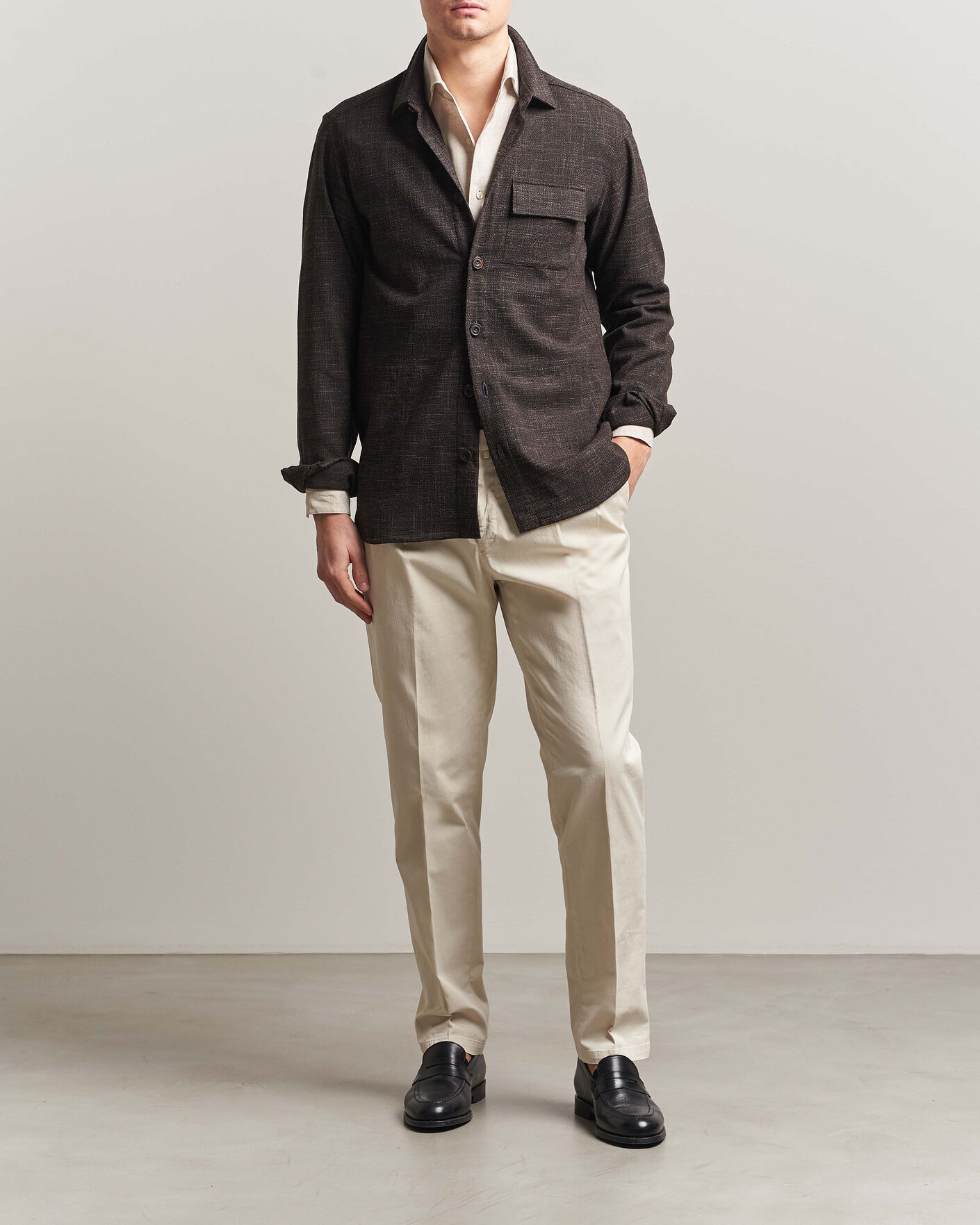 Mies | Kauluspaidat | Kiton | Virgin Wool Overshirt Dark Brown