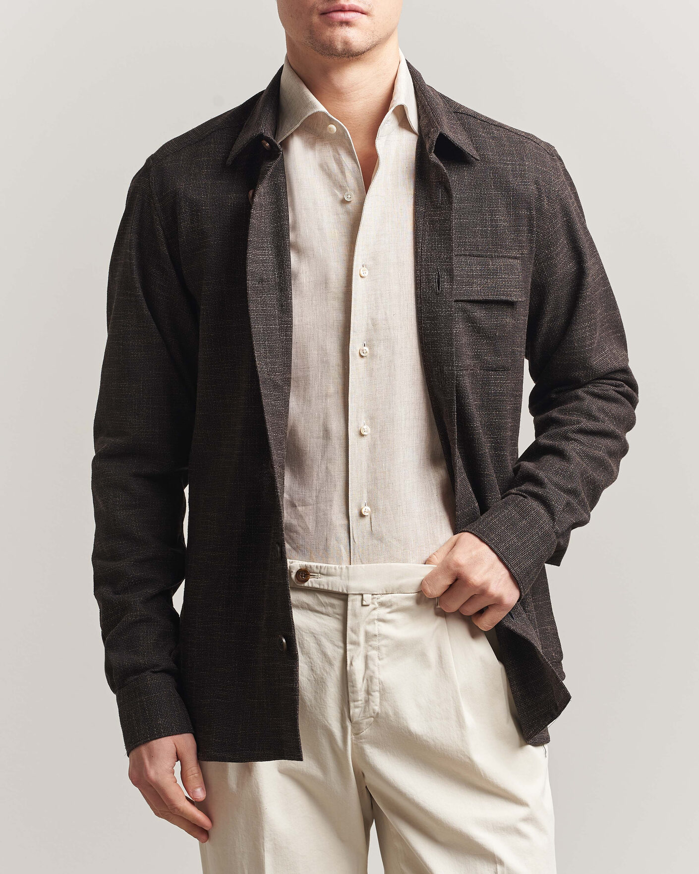 Mies | Kauluspaidat | Kiton | Virgin Wool Overshirt Dark Brown