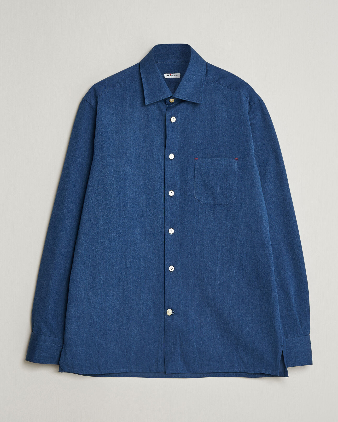 Mies | Kauluspaidat | Kiton | Denim Sport Shirt Medium Blue