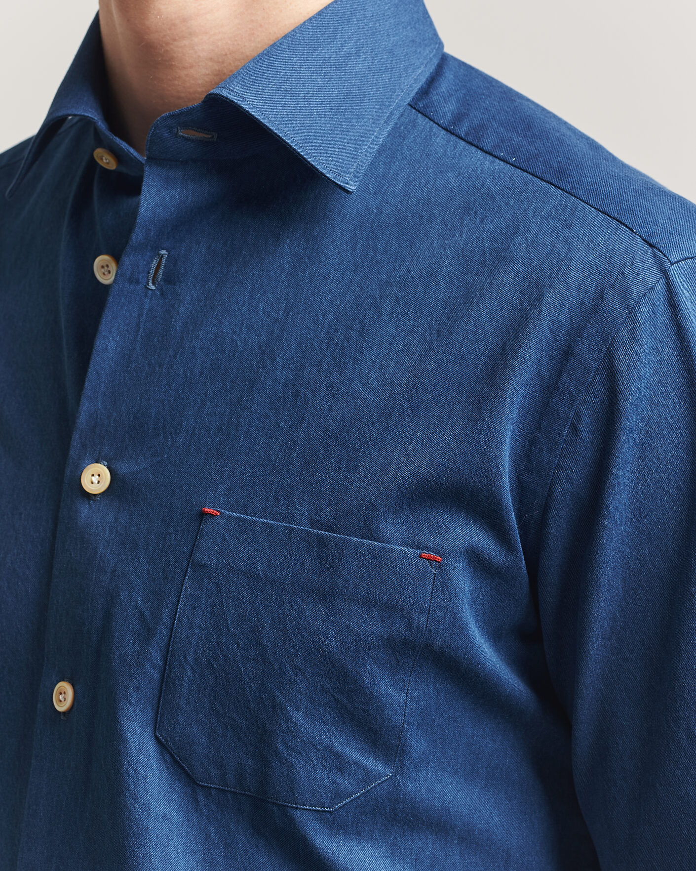 Mies | Kauluspaidat | Kiton | Denim Sport Shirt Medium Blue