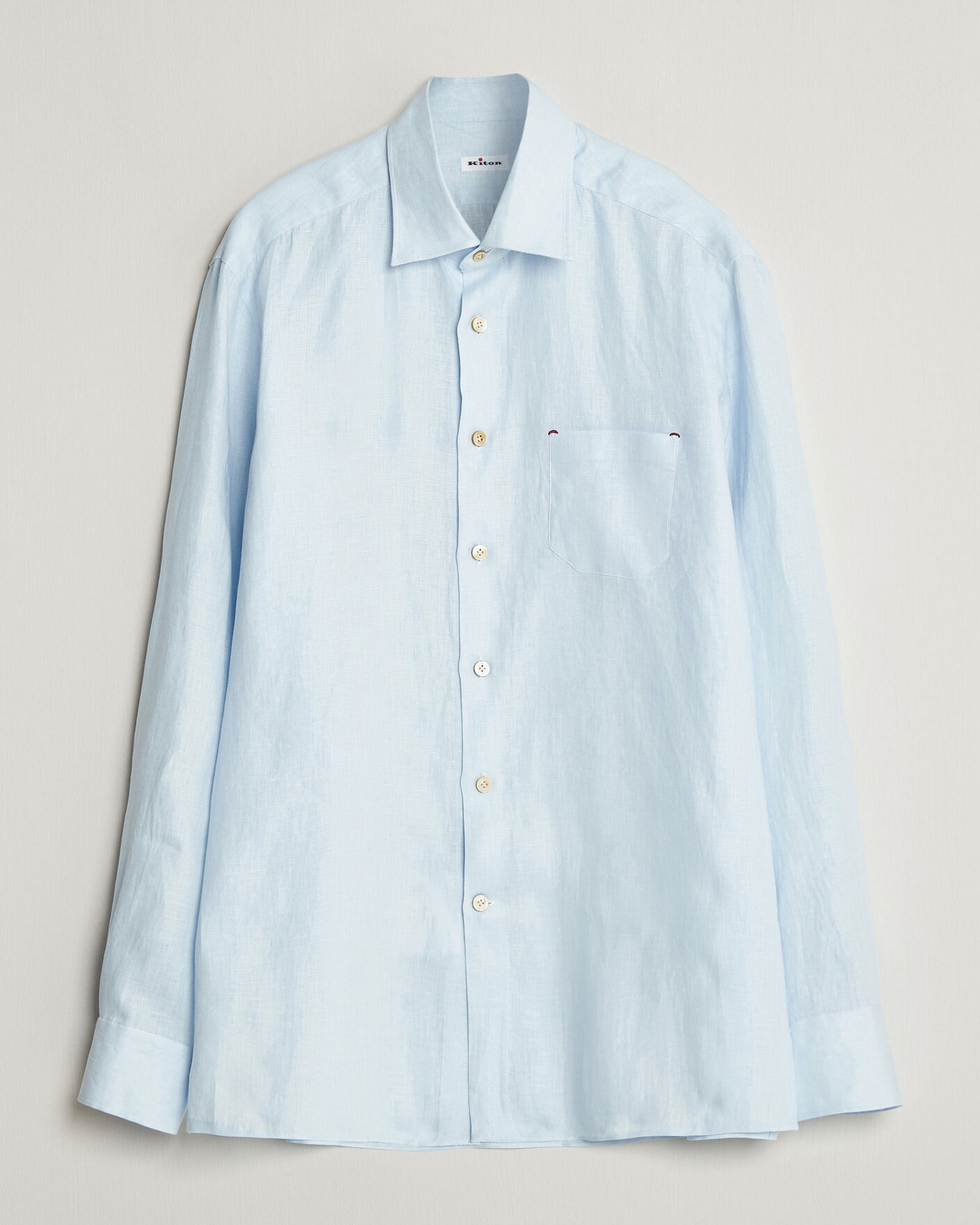 Mies | Kauluspaidat | Kiton | Linen Sport Shirt Light Blue