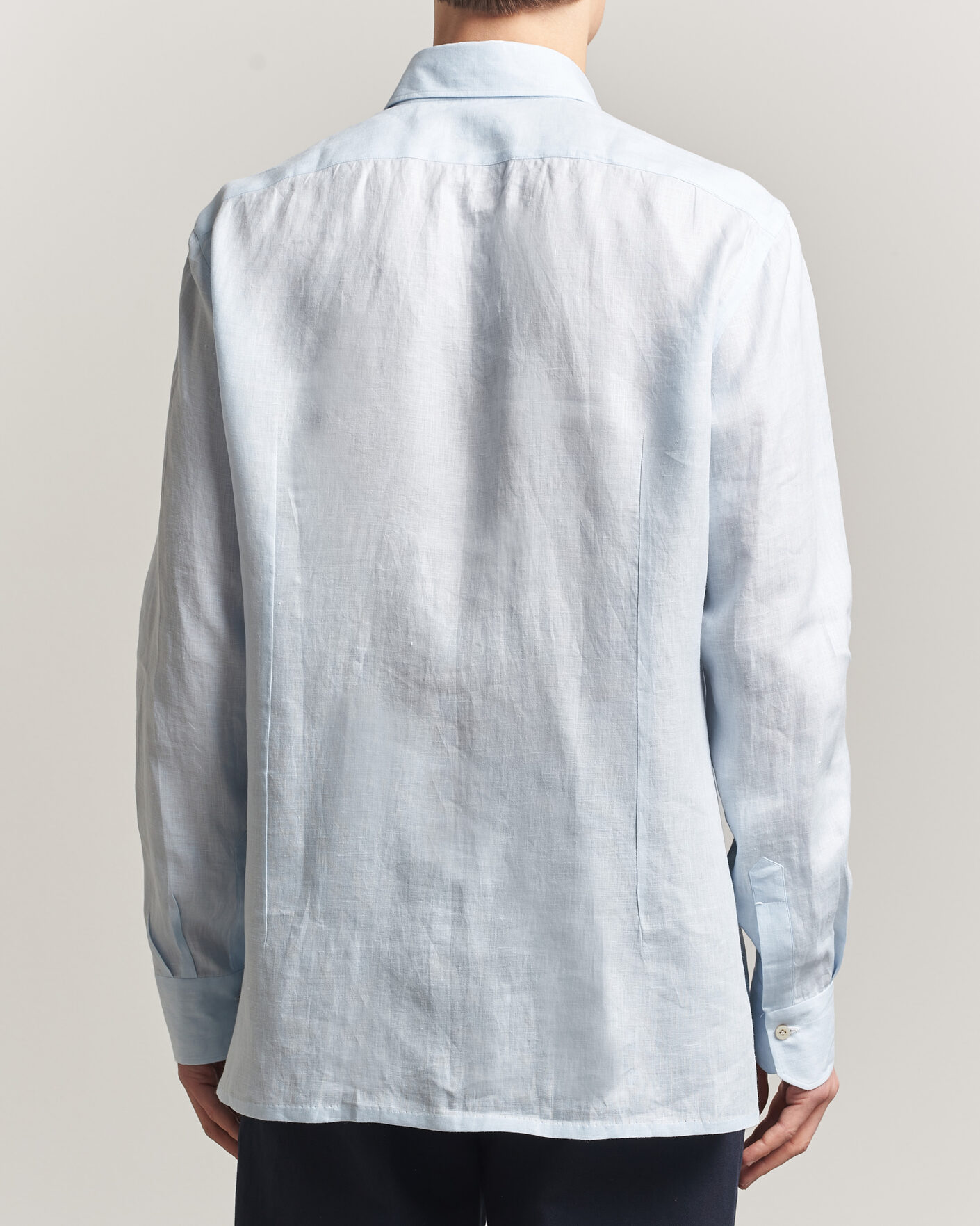 Mies | Kauluspaidat | Kiton | Linen Sport Shirt Light Blue
