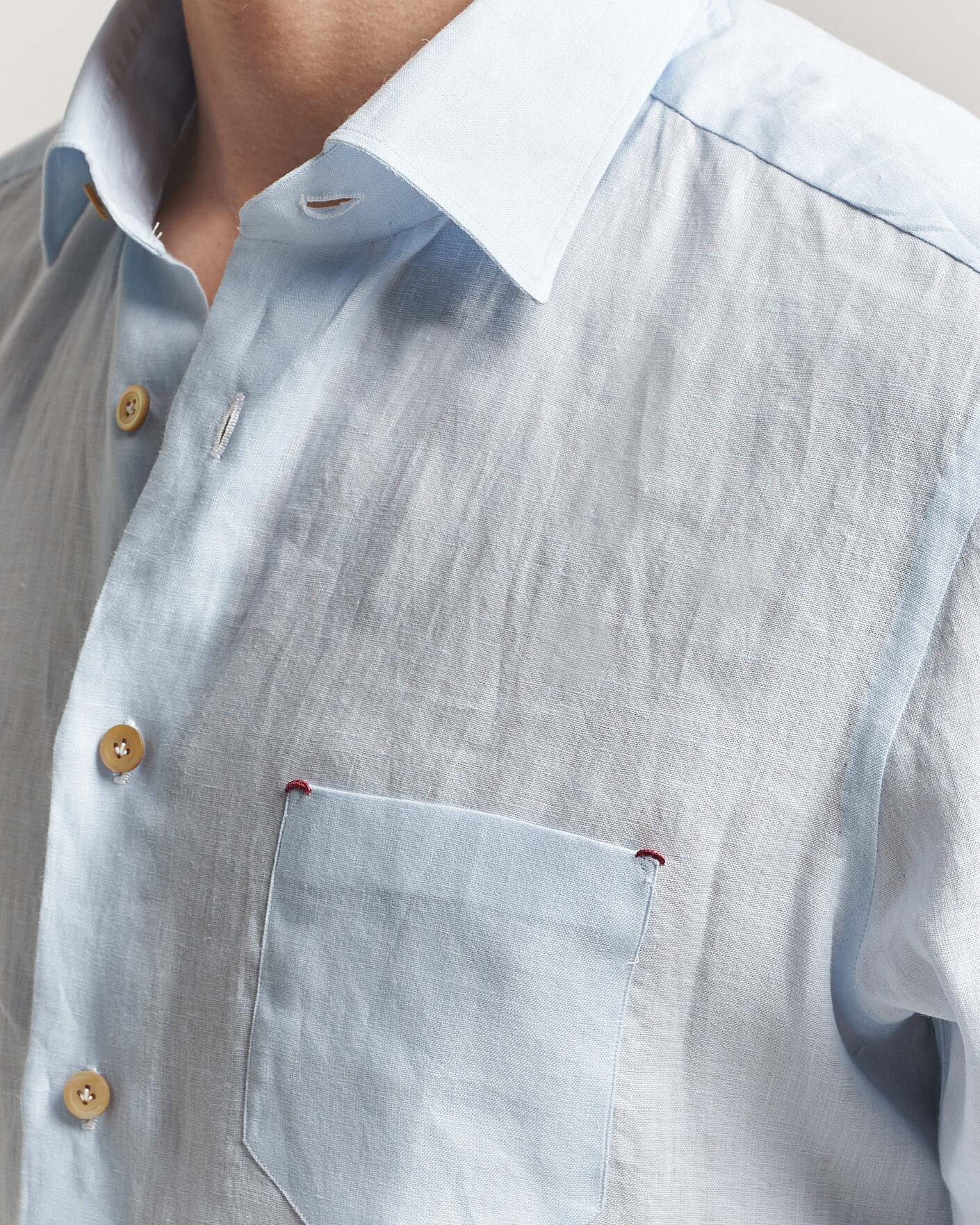 Mies | Kauluspaidat | Kiton | Linen Sport Shirt Light Blue