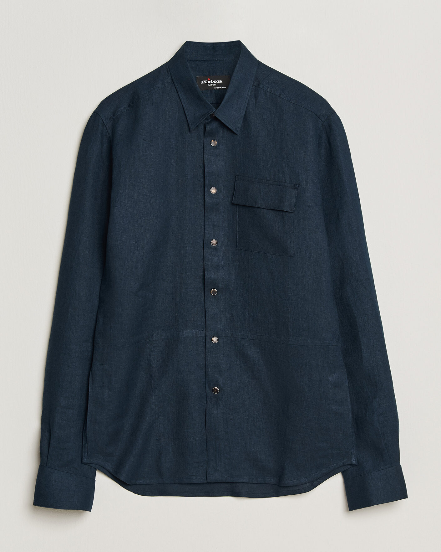 Mies | Kauluspaidat | Kiton | Linen Overshirt Navy