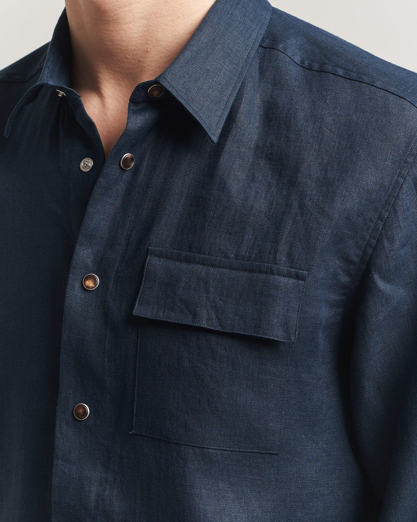 Mies | Kauluspaidat | Kiton | Linen Overshirt Navy