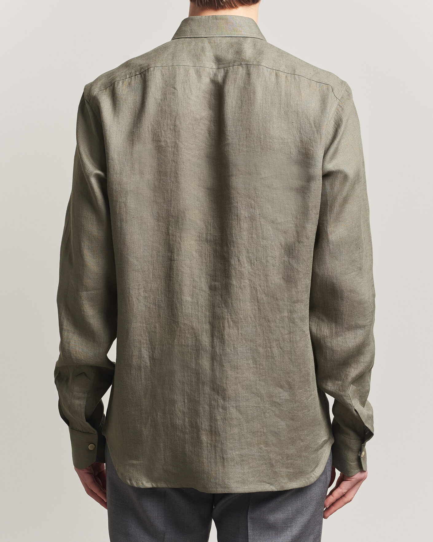 Mies | Kauluspaidat | Kiton | Linen Overshirt Khaki