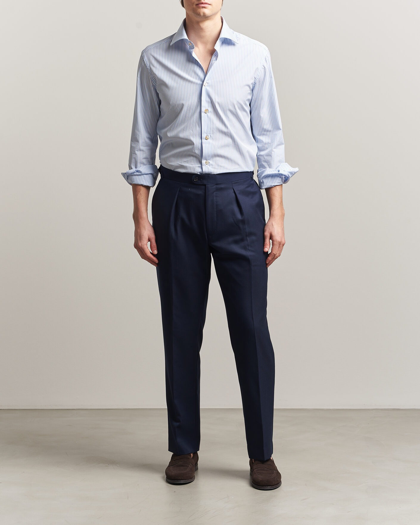 Mies | Kauluspaidat | Kiton | Slim Fit Dress Shirt Light Blue Stripe