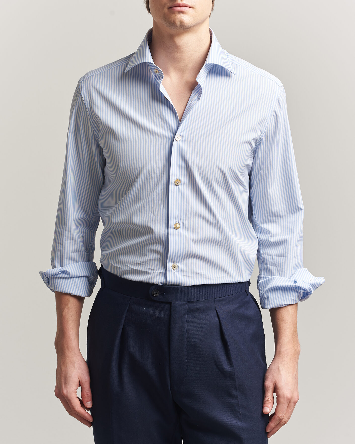 Mies | Kauluspaidat | Kiton | Slim Fit Dress Shirt Light Blue Stripe