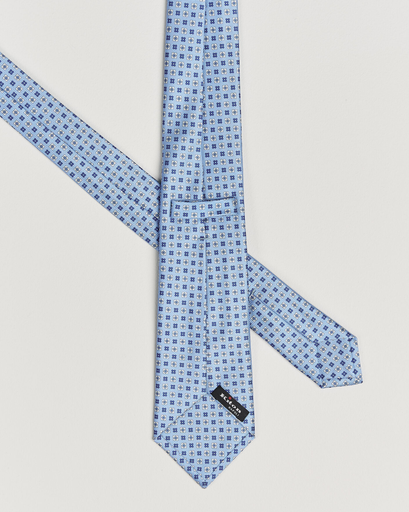 Mies | Solmiot | Kiton | Printed Flower Silk Tie Light Blue