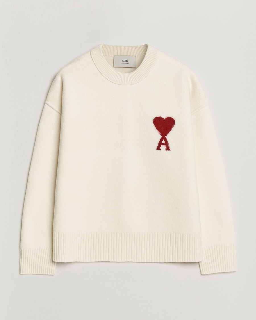 Mies | Puserot | AMI | Big Heart Wool Sweater Ecru