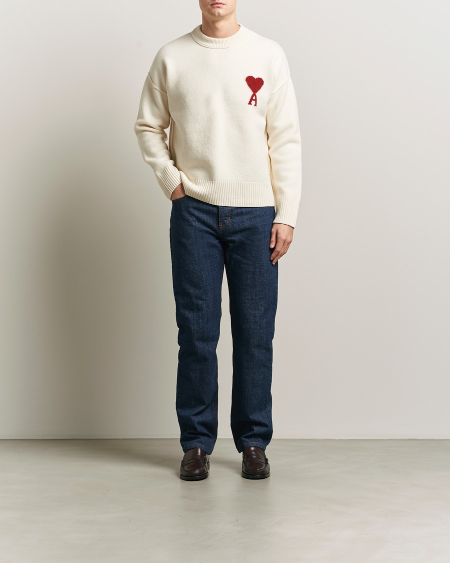 Mies | Puserot | AMI | Big Heart Wool Sweater Ecru