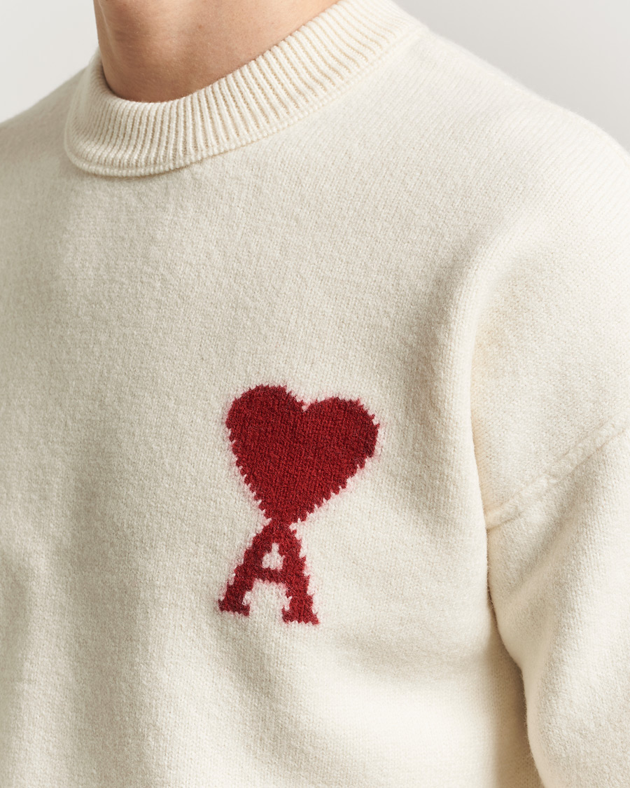 Mies | Puserot | AMI | Big Heart Wool Sweater Ecru