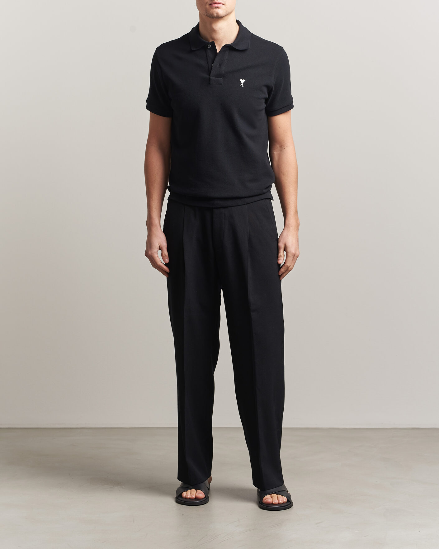 Mies | Pikeet | AMI | Contrast Heart Logo Polo Black