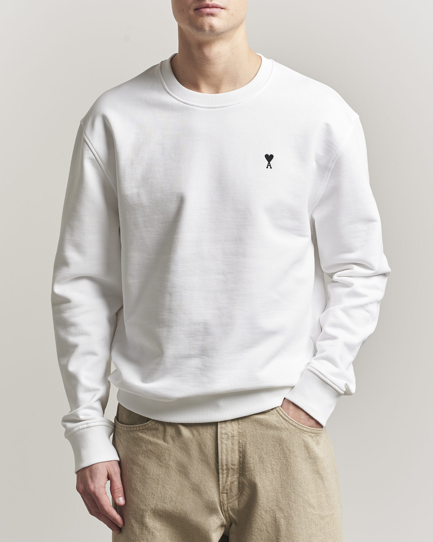 Mies | Puserot | AMI | Contrast Heart Logo Sweatshirt White
