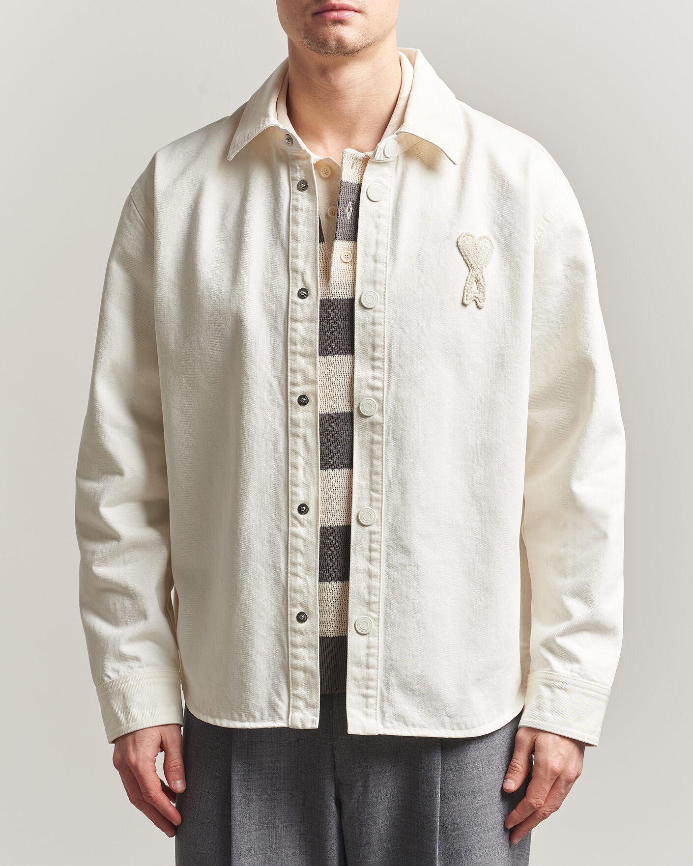 Mies | Kauluspaidat | AMI | Cotton Twill Overshirt Creme