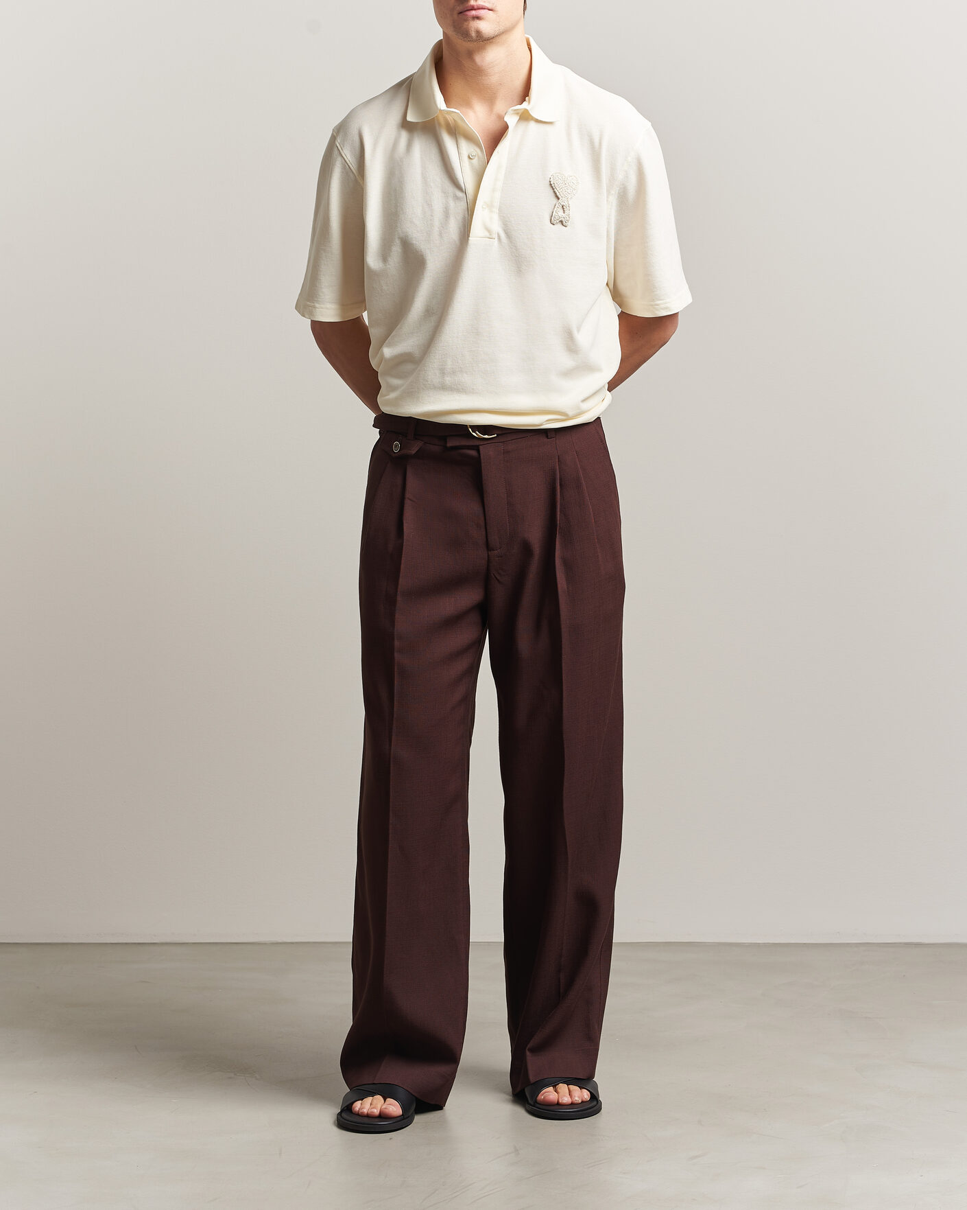 Mies | Pikeet | AMI | Knitted Heart Logo Polo Creme